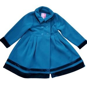 Good Lad Girls‎ Formal Turquoise Fleece Buttondown Swing Coat Size 5